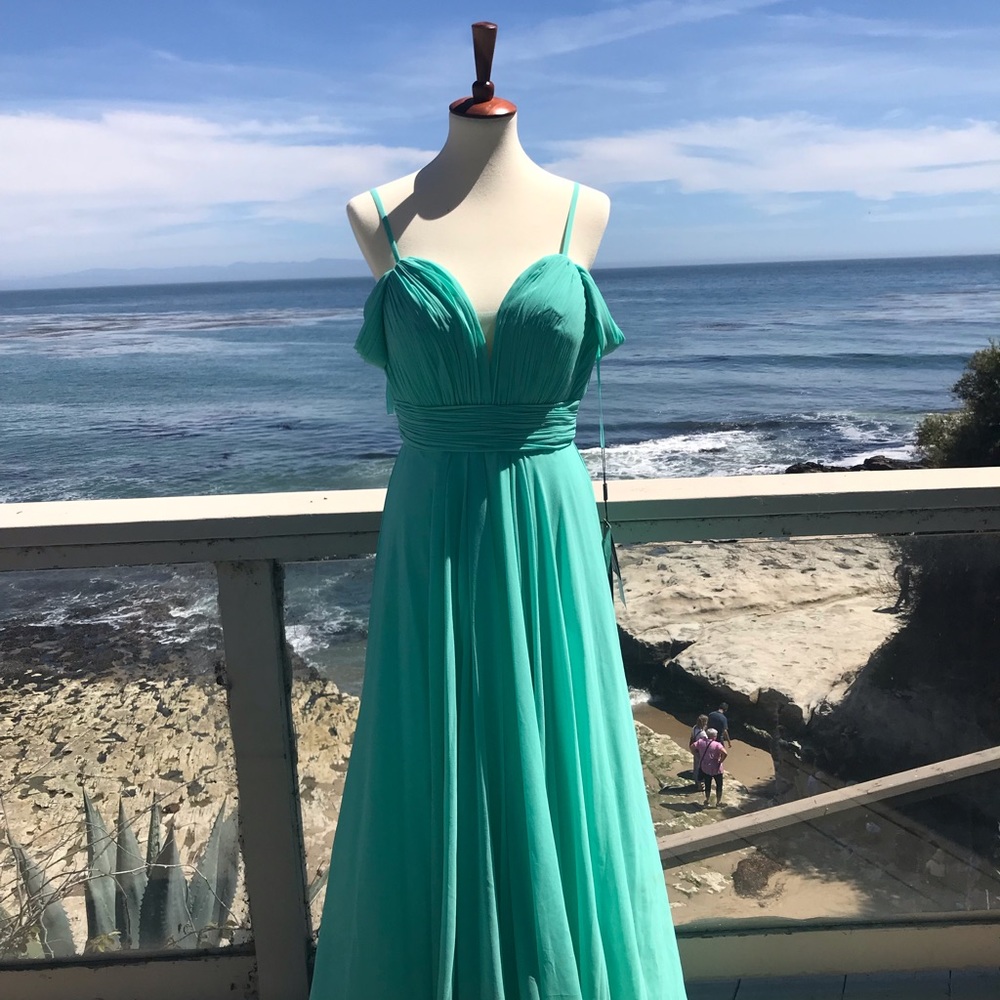 *NEW *Cinderella Turquoise /Mint long Evening Gown/ Prom / Bridesmaid Dress (12)